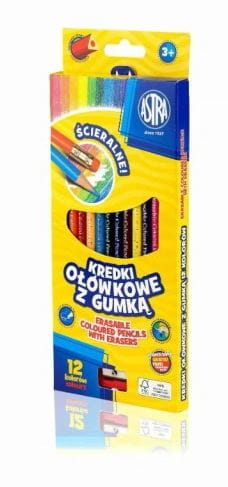 Kredki Ołówkowe ścieralne z gumką 12 kolorów.JPG