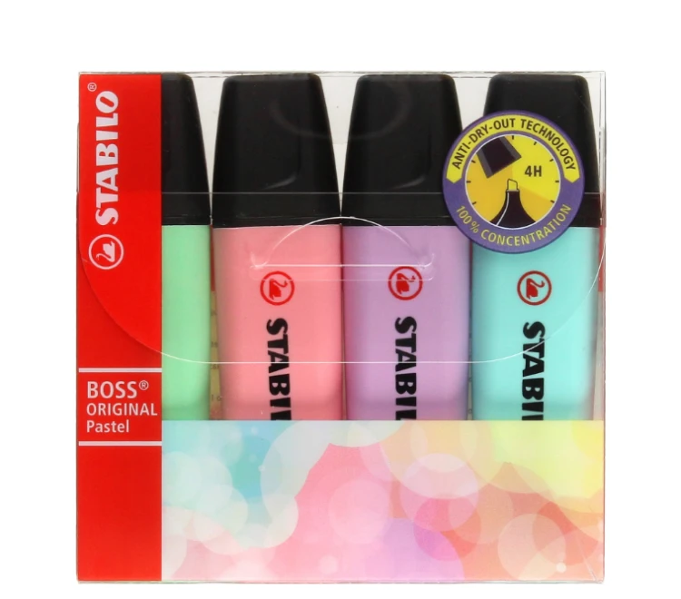 zestaw 4 zakreślaczy pastelowych Stabilo.png