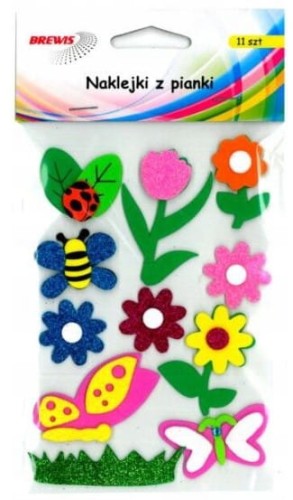 aklejki z pianki kwiatki,motylki brokatowe (11szt ) PVC102 Brewis2.jpg