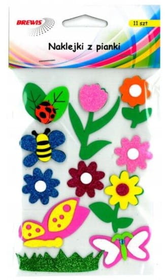 aklejki z pianki kwiatki,motylki brokatowe (11szt ) PVC102 Brewis2.jpg